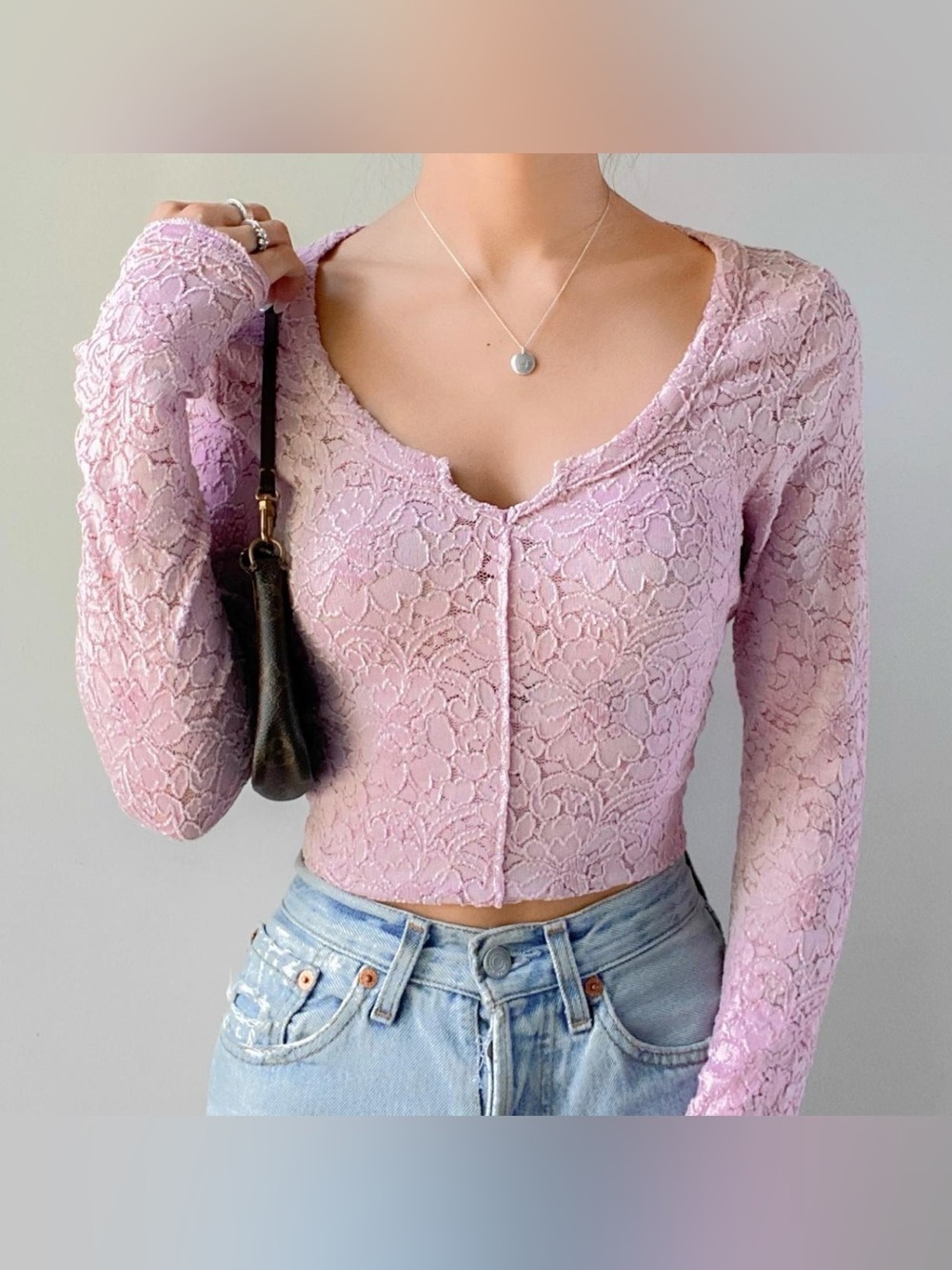 Free People Cloud Nine purple lace top, medium